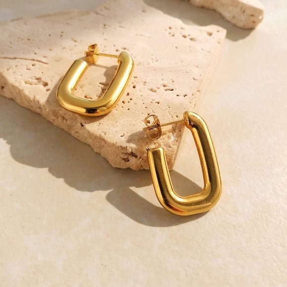 Mejuri Style Gold Chunky Large U Hoops - Picture 1 of 10